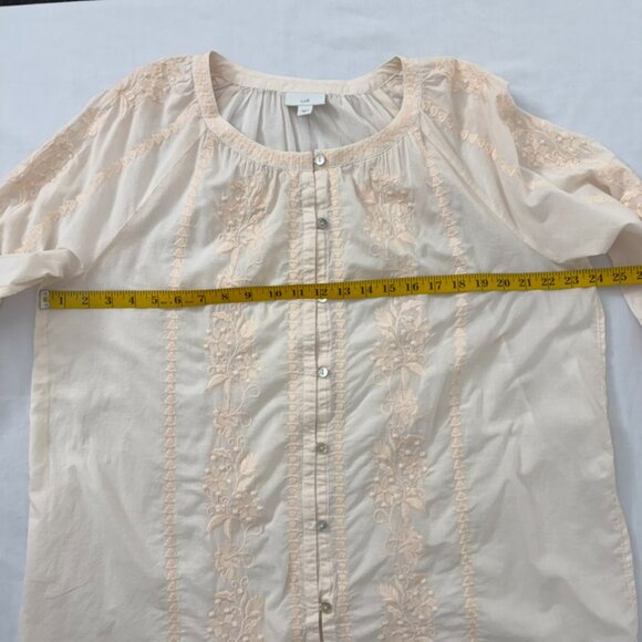 J. Jill Womens Pink Woven Cotton Floral Embroidered Button Up Tunic Size Large - Picture 12 of 14